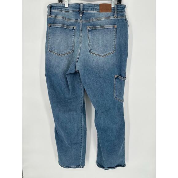Judy Blue 90s Straight Cargo Jeans Womens 18W Blue High Rise Denim Medium Wash - Picture 5 of 9